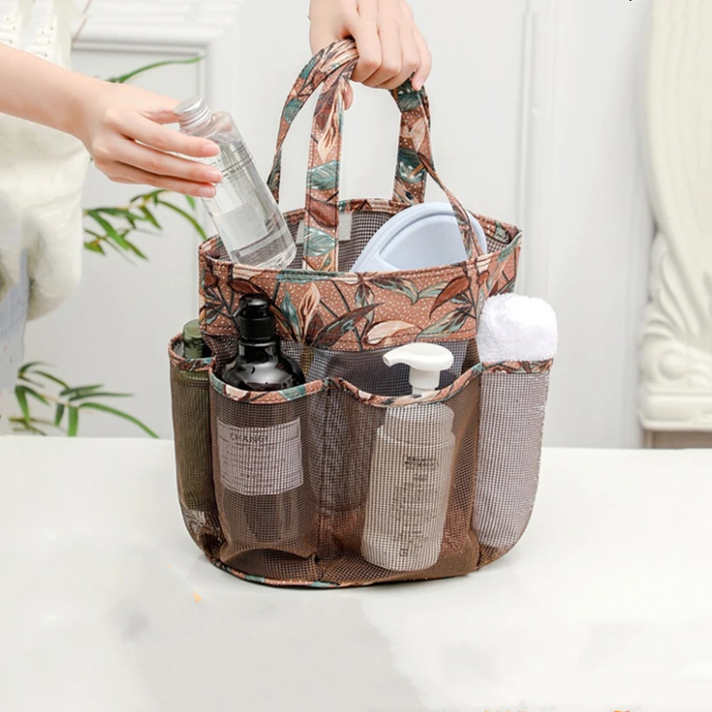 

Портативная Сетчатая сумка для душа, сумка для хранения с несколькими карманами, вместительный Быстросохнущий органайзер для туалетных принадлежностей, сумка, женская сумка для макияжа