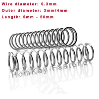 10203050 pcs 304 stainless steel compression spring wd 0 3mmod 3mm4mmlength 5 50mm release pressure spring