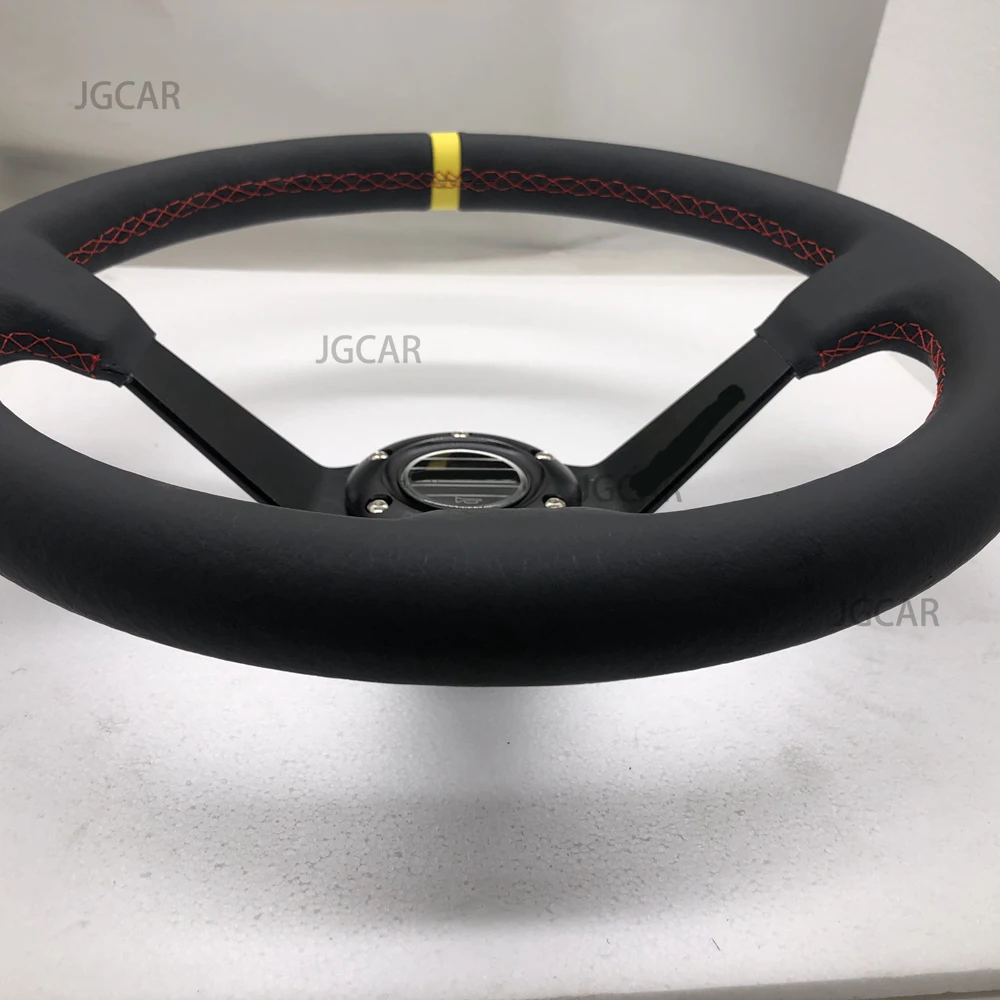 JDM 14 дюймов 350 мм Глубокая тарелка из натуральной кожи ралли тюнинг гоночное