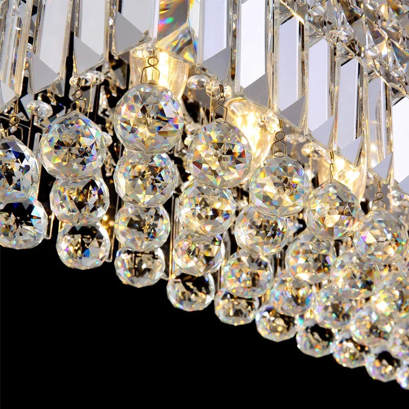 2022 new crystal restaurant chandelier light luxury post-modern kitchen decorative lamp rectangular chandelier bar chandelier images - 6