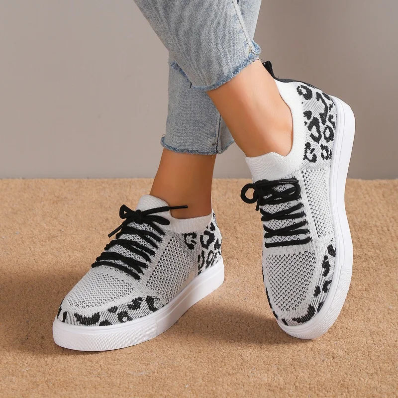 

Женские сетчатые дышащие кроссовки, Повседневные вязаные кроссовки на толстой плоской платформе, для бега и прогулок, Новинка лета 2023