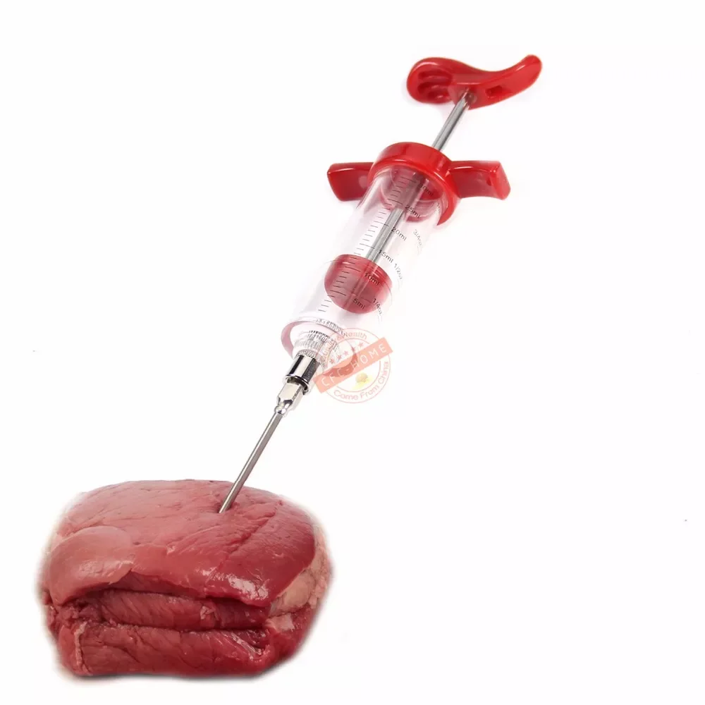 

Professional Meat Marinade Injector Flavor Syringe For Poultry Turkey Chicken Grill Cooking BBQ Tool (Red)