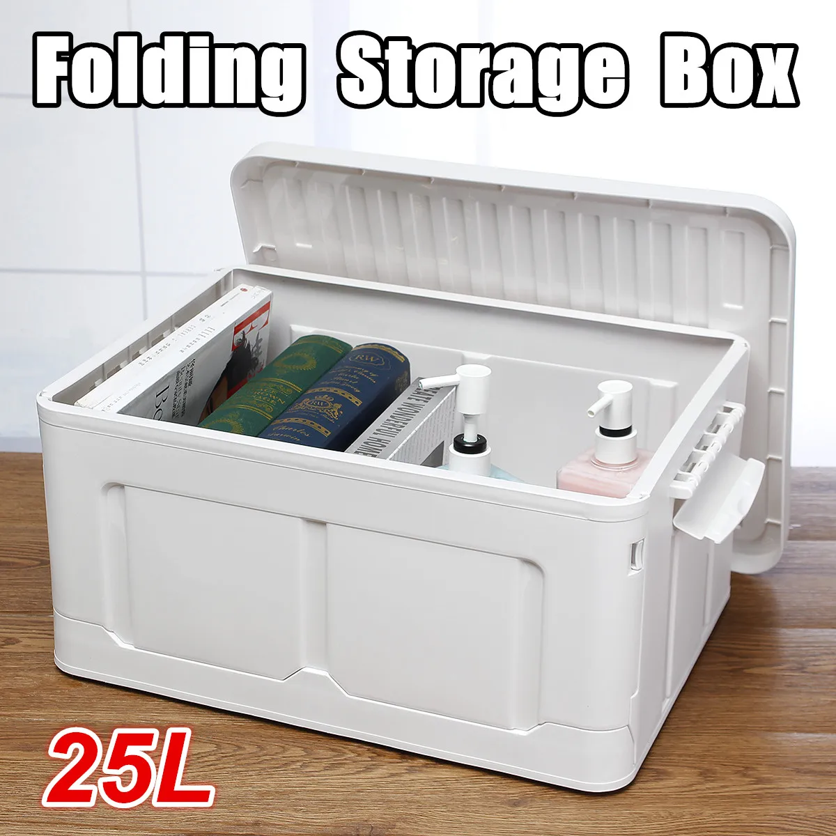 

Outdoor 25L PP Plastic Folding Car Trunk Storage Box Travel Organizer Holder Interior Large Capacity Clothes Shoes Storage Bin
