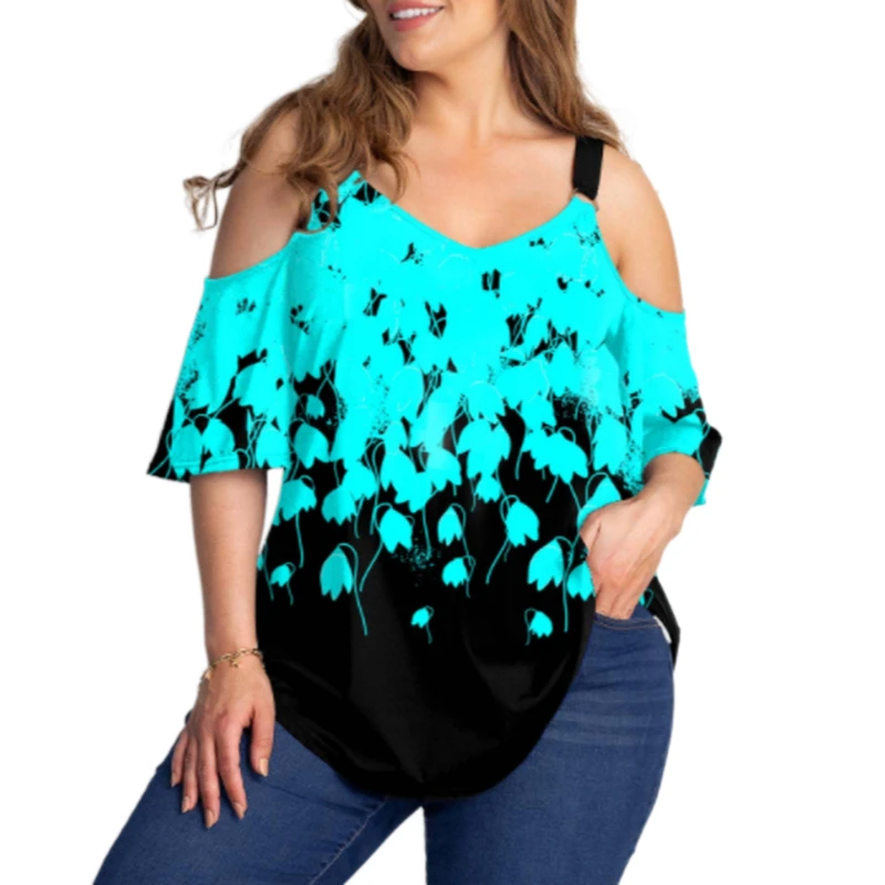 Luxury Brand Plus Size Women'S Blouses Chubby Elegant Female Blouses Chic Boho Print Woman Tunic Tops Large Size Women'S T-Shirt