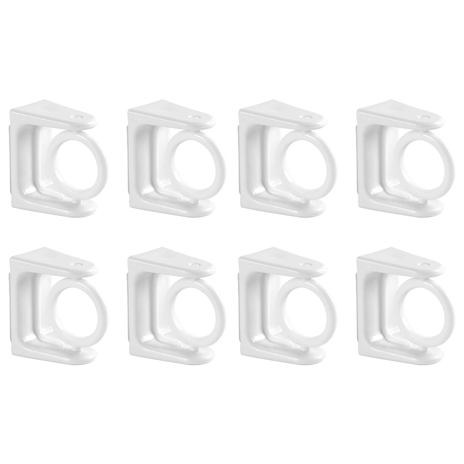 

8pcs Self Adhesive Bathroom Curtain Rod Bracket No Drilling White Multipurpose Kitchen Telescopic Pole 360 Degree Rotatable ABS