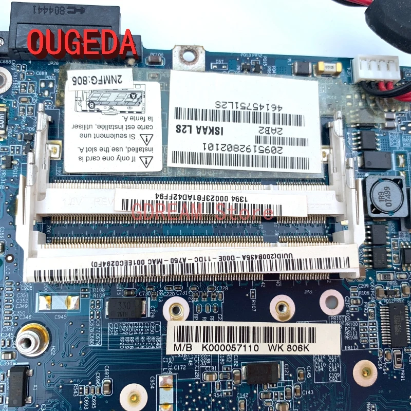 Материнская плата OUGEDA для ноутбука Toshiba Satellite A200 A205 системная K000057510 K000057110 с ГПУ