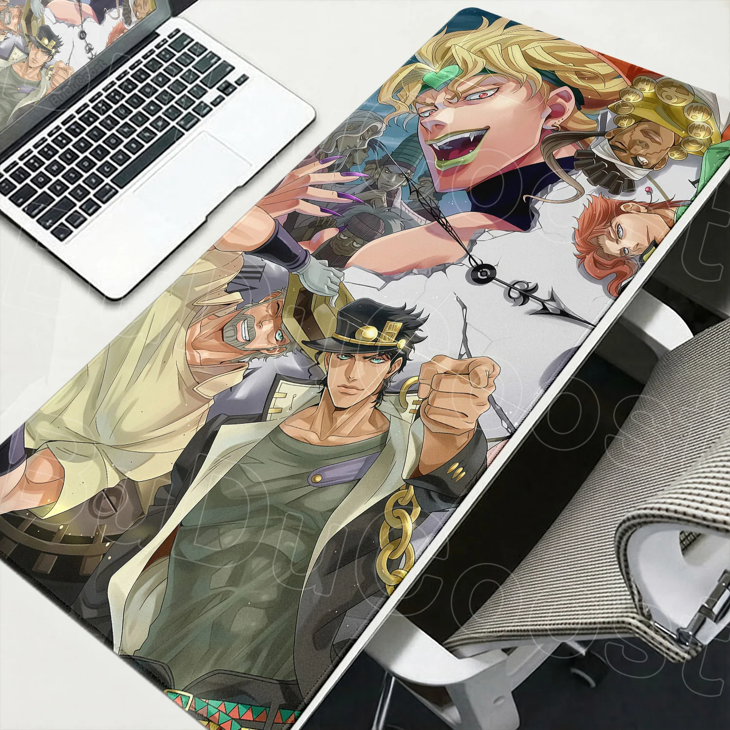 Фото Новый коврик для мыши с аниме-принтом Jojo Bizarre Adventure, 400x900 мм, для ноутбука, офиса, расширенный настольный коврик, кавайный коврик с Джозефом Джостаром, коврик для клавиатуры №2