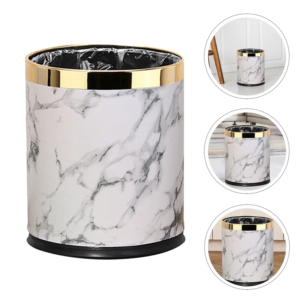

Can Trash Waste Bathroom Garbage Bin Basket Containergold Bedroom Potbucket Paper Storage Kitchenvintage Holder Basketball