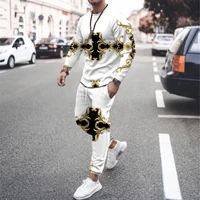 mens sports suit t shirt trousers workout fashion 2 piece set new 3d printed casual male clothes fashion oversized tracksuits