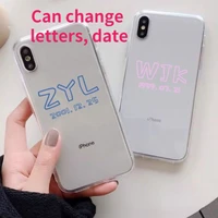 personalized customizable letters date silicone phone case for iphone 11 12 13pro max x xs xr mobile phone protective case