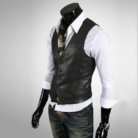 2022 spring and autumn new mens leisure fashion is good to match with pu vest leather vest mens leather slim clothes