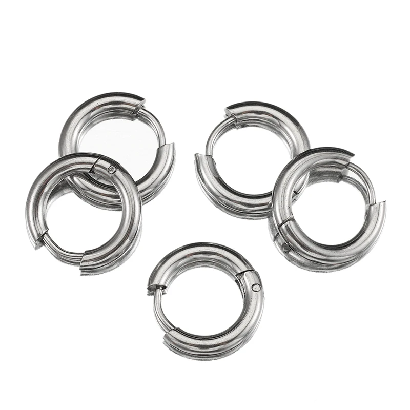 Круглые серьги-кольца из нержавеющей стали 8-20 мм 10 шт