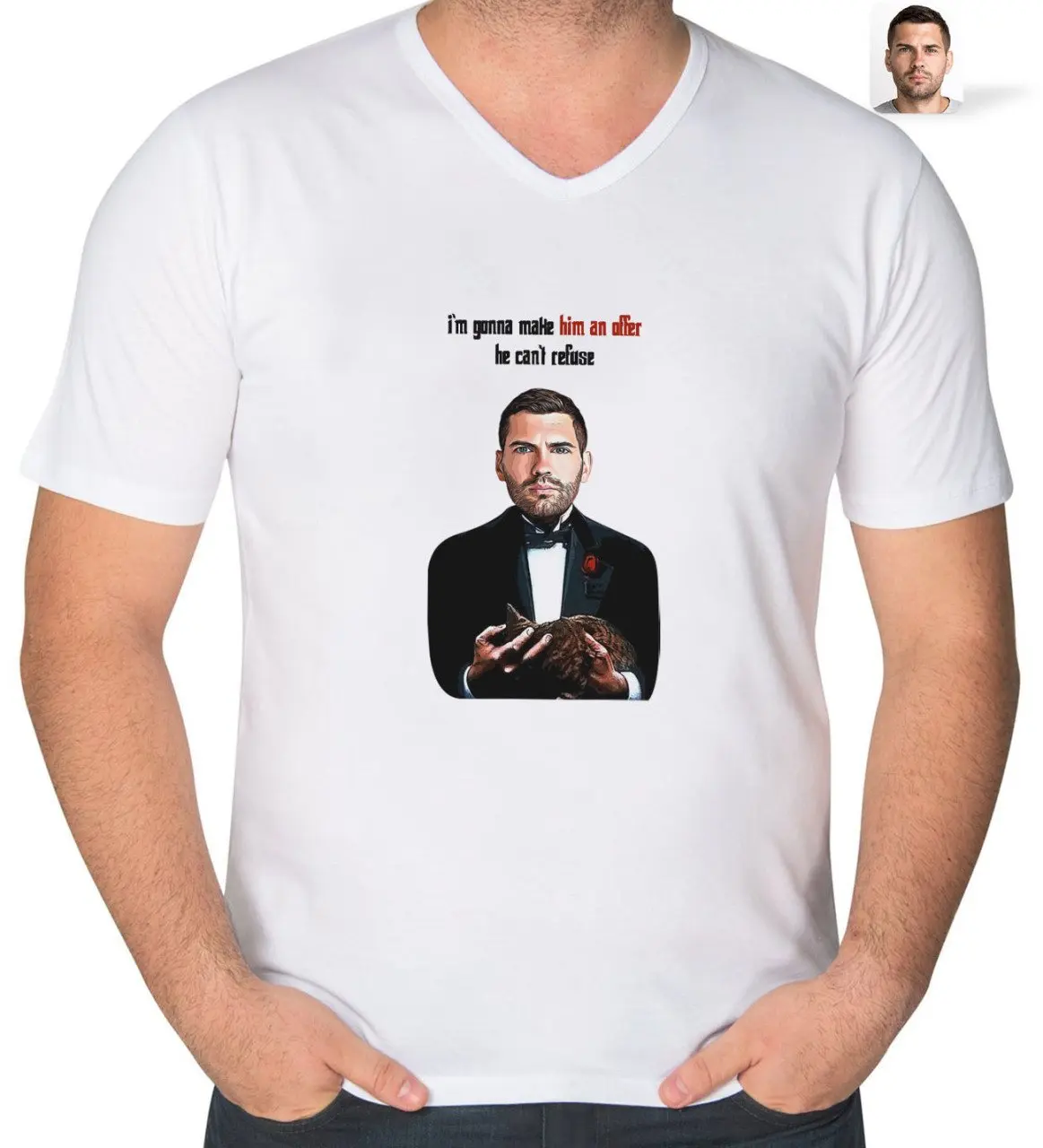 

Персонализированная карикатура папы крестного отца, V-образный ошейник