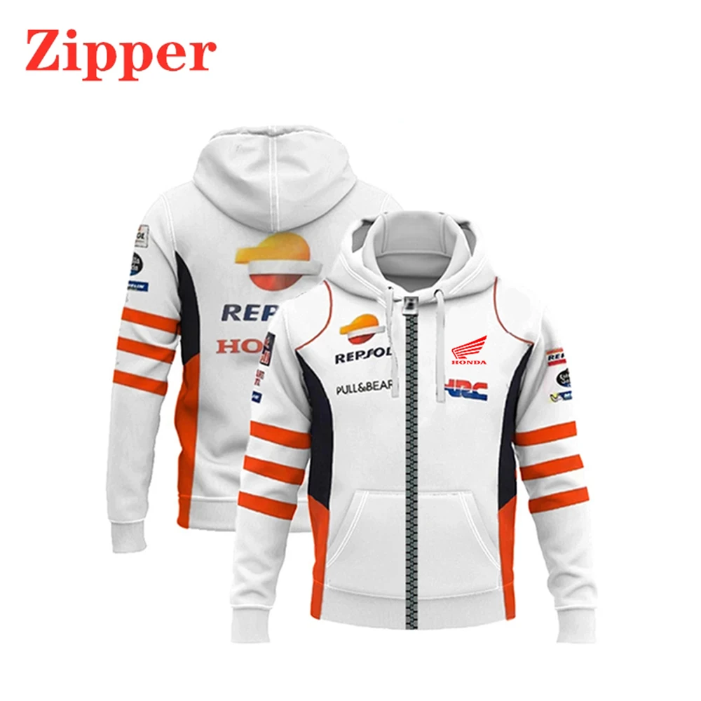 

New Men's and Women's Spring and Autumn 3D Digital Printing HONDA HRC Leisure Fashion Harajuku High Quality Zip Hoodie Top