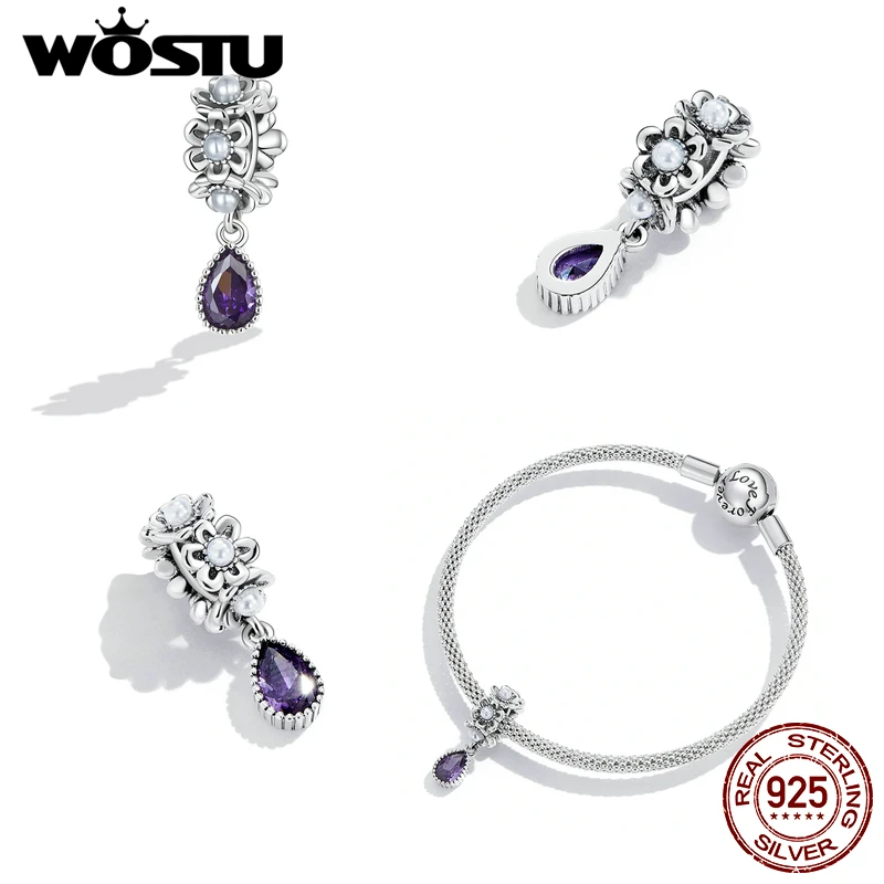 WOSTU Стерлинговое Серебро 925 пробы мечтательные фиолетовые подвески в виде сердца