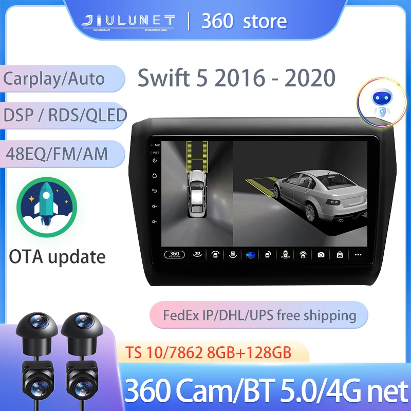 

JIULUNET Smart Stereo Android Auto 360 Cam радио для Suzuki Swift 5 2016 - 2020 мультимедийная навигация Carplay