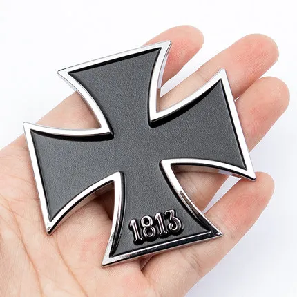 

1pcs 3D Metal car Sticker Maltese Cross 1813 Emblem Car Auto Motorcycle Badge Trunk Decal Sticker