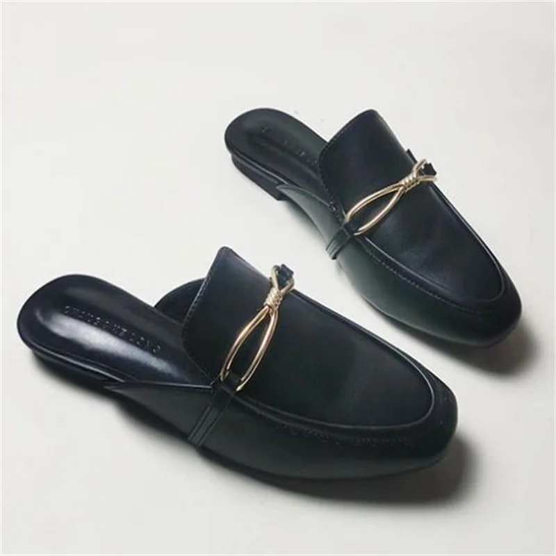 Мюли искусственного интеллекта gudcha Damodos para mujer zapatos planos con hebilla