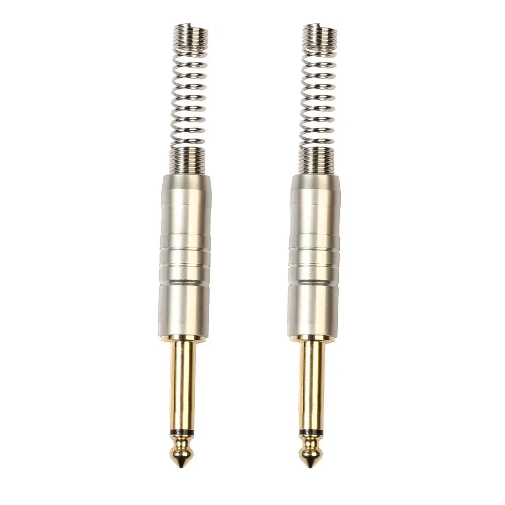 

2x 6.35mm Plated Male Plug Connector Adapter for Cable DIY