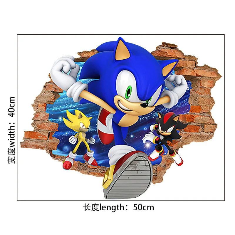 Фото Самоклеящиеся ПВХ-наклейки Sonic Stickers Tails Shadow Silver для детских комнат, настенные стикеры с ежиками в стиле аниме, граффити, подарки №4