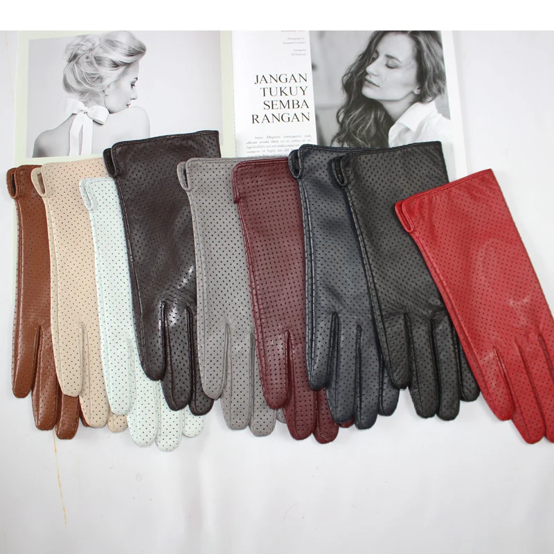 Новые женские перчатки из овчины Модные дышащие кожаные для вождения с полной