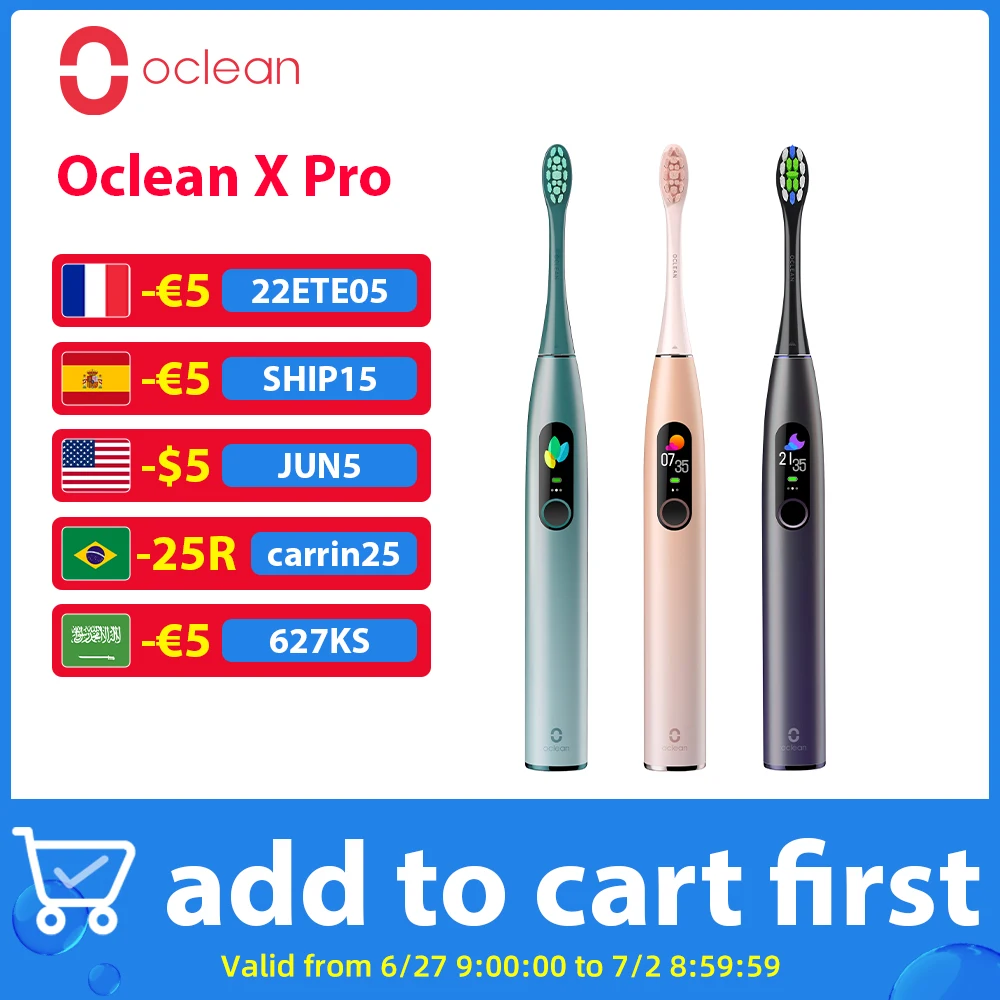 

Oclean X Pro Electric Toothbrush IPX7 Waterproof Smart Sonic Cleaning Orial Teeth For Adult Fast Charging APP Monitoring Global