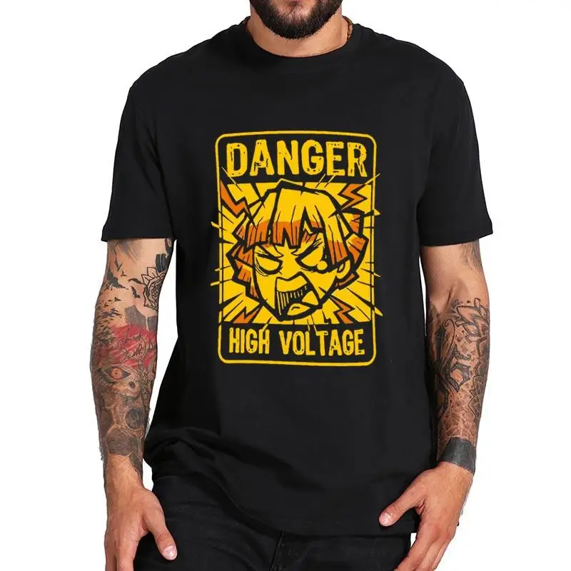 

Dange High Voltage Demon Slayer-T Shirts Mens 90s Anime Retro Graphic Tee Gifts 100% Cotton Summer Soft T-shirt EU Size