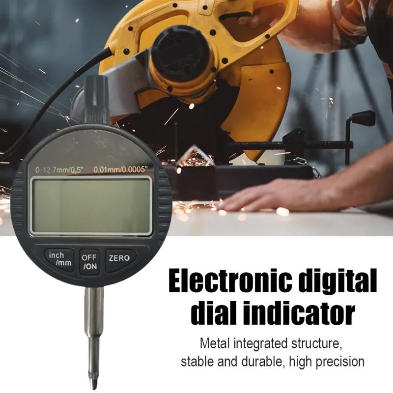 

0.01mm/.0005'' Range Digital Dial Test Indicator DTI Clock 0-12.7mm/0-25.4mm Aluminum Alloy 3-digit LCD ≤ 0.5 M/s