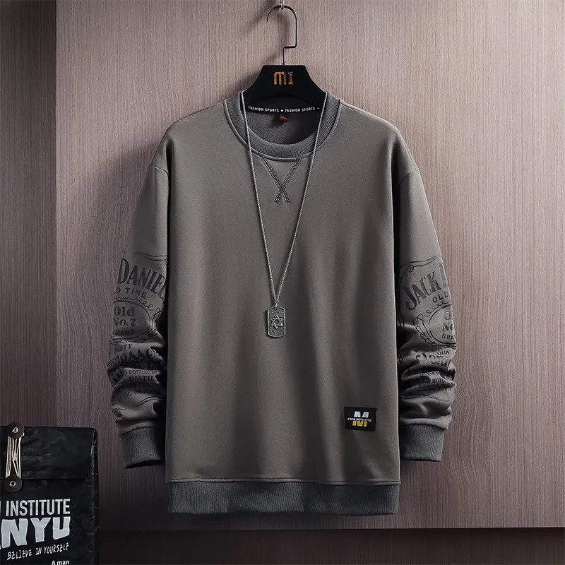 

Новинка весна-осень мужская одежда ANSZKTN с длинным рукавом и круглым вырезом осенний Стильный пуловер мужская Толстовка