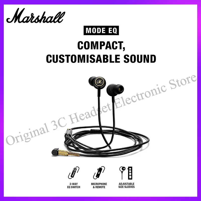 

Original Marshall Mode EQ Earphones Wired 3.5mm Headset Sports Headphones Bass Sound Music HIFI Pop Earbuds With Mic