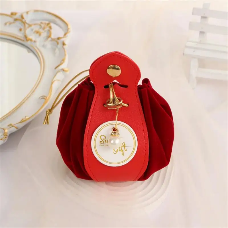Festival Creativity Exquisite Workmanship Candy Bag Flannel Gift Not Easy To Drop Wedding Drawstring Flocking Tighten Up