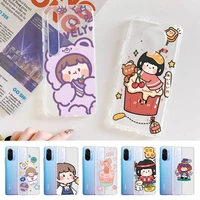 fhnblj girl cute cartoon phone case for samsung a51 a52 a71 a12 for redmi 7 9 9a for huawei honor8x 10i clear case