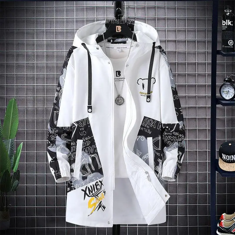 

Dropshipping Teenage Long Fashion New Loose Windproof Men's Coat Autumn Men's Man Coat Trench Spring Jacket Handsome