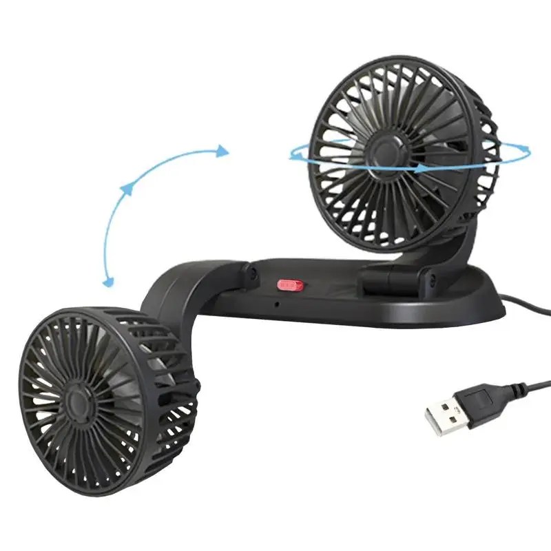 

Автомобильный вентилятор с двойной головкой, портативный охлаждающий вентилятор для приборной панели, на батарейках, для грузовиков и детей