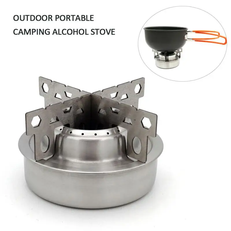 

Mini Camping Stainless Steel Alcohol Stove Portable OutdoorHiking Cooking Picnic Alcohol Stove Burner Camping Stove with Lid