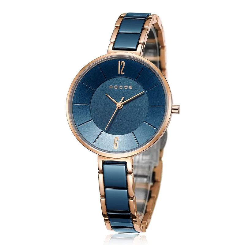 ROCOS Women's Ceramic Quartz Watch Fashion Elegant Luxury Ladies Watches Waterproof Quartz Watch for Women Slim Ceramic Clock