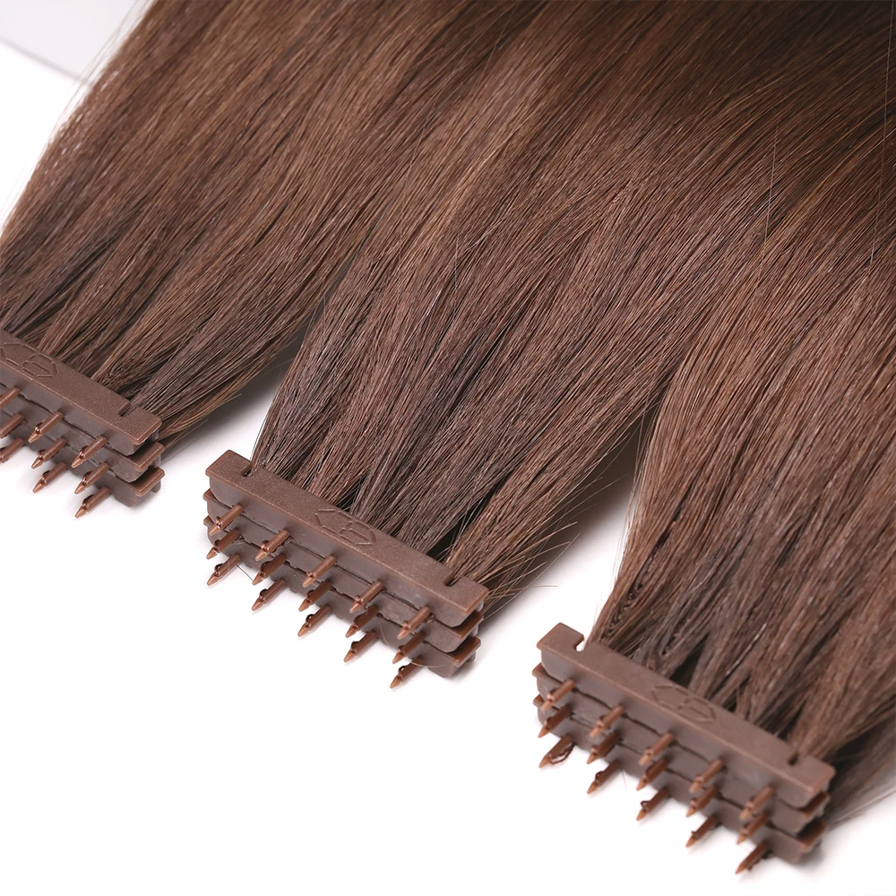 Best Quality 6D-3st Generation Hair Extensions Russian Human Hair 100% Virgin Hair Extensions Dark Brown Color #2