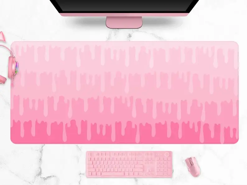 

Pastel Pink Mousepad, Yami kawaii pastel goth aesthetics, lilac/purple/peach emo dripping paint desk mat, XXL gaming mouse pad (