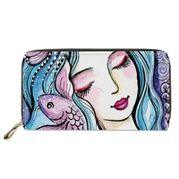 beautiful indian girl print pattern long wallet high quality foldable%c2%a0zipper%c2%a0card clip bag multifunctional%c2%a0coin purse female