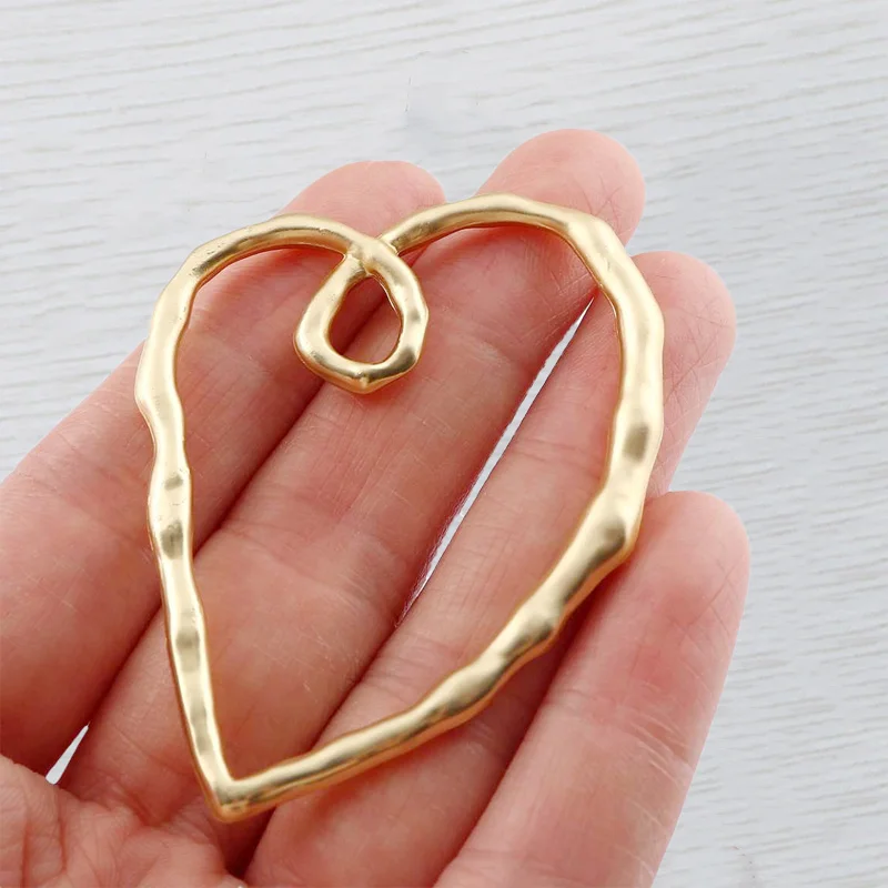 2 х матовый золотой цвет большой богемный полый простой кулон в форме сердца для
