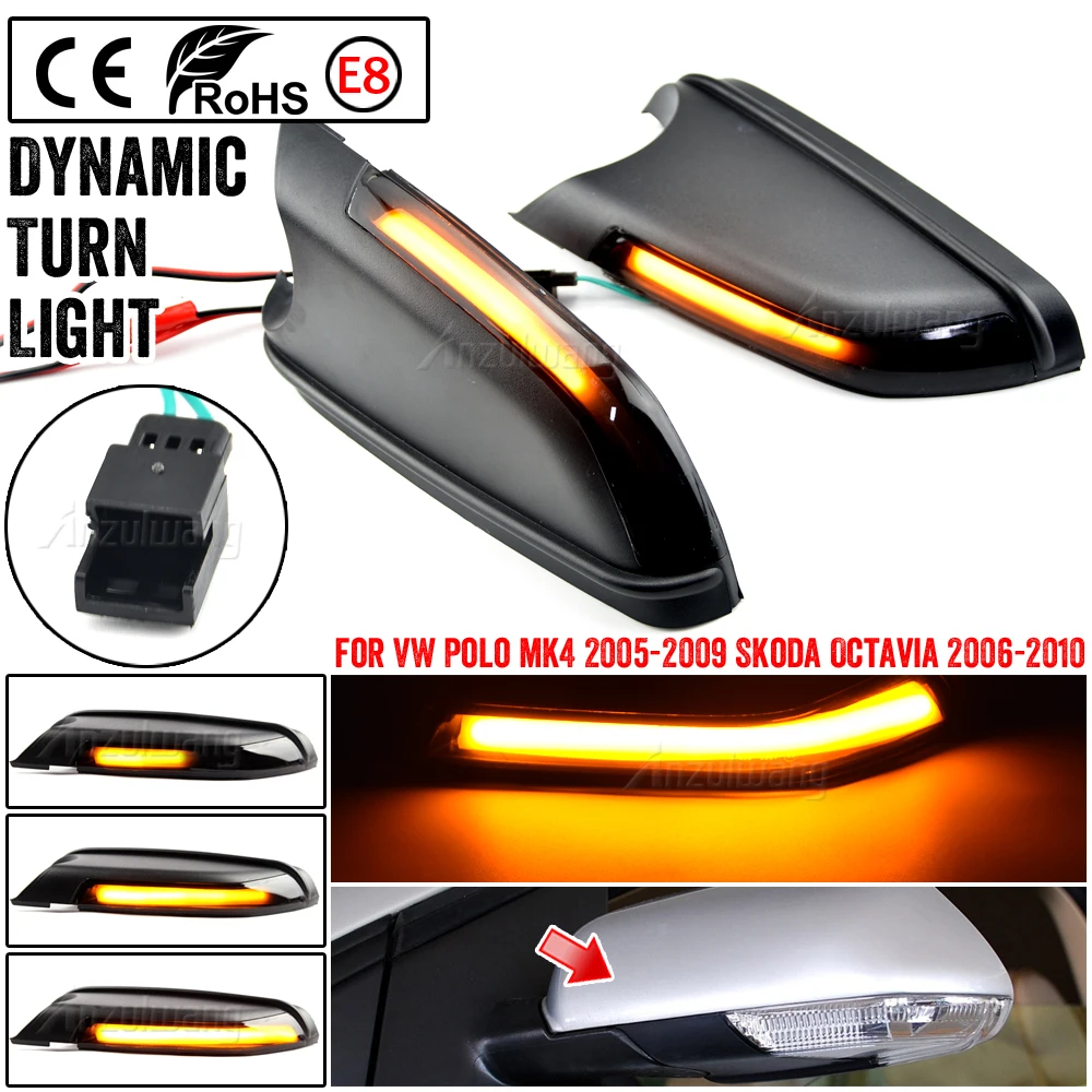 

LED Rearview Mirror Indicator Blinker Light Dynamic Turn Signal For VW Polo MK4 9N 2005-2009 For Skoda Octavia MK2 1Z 2004-2010