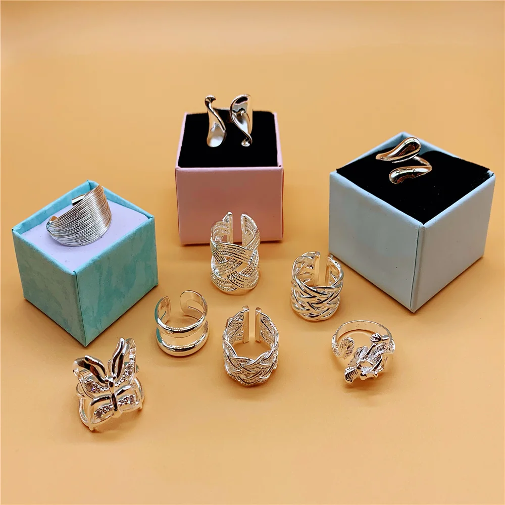 

New 925 Sterling Silver Fashion Adjustable Ring Wedding Ring Men and Women Simple Silver Couple Ring Jewelry Accessories Gift