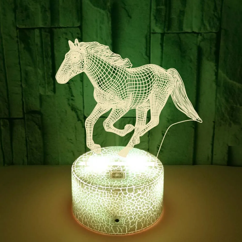 

3d Illusion Lamp Led Children's Night Light Horse Table Lamp for Bedroom Holiday Christmas Lights Decoration Gifts for Kids