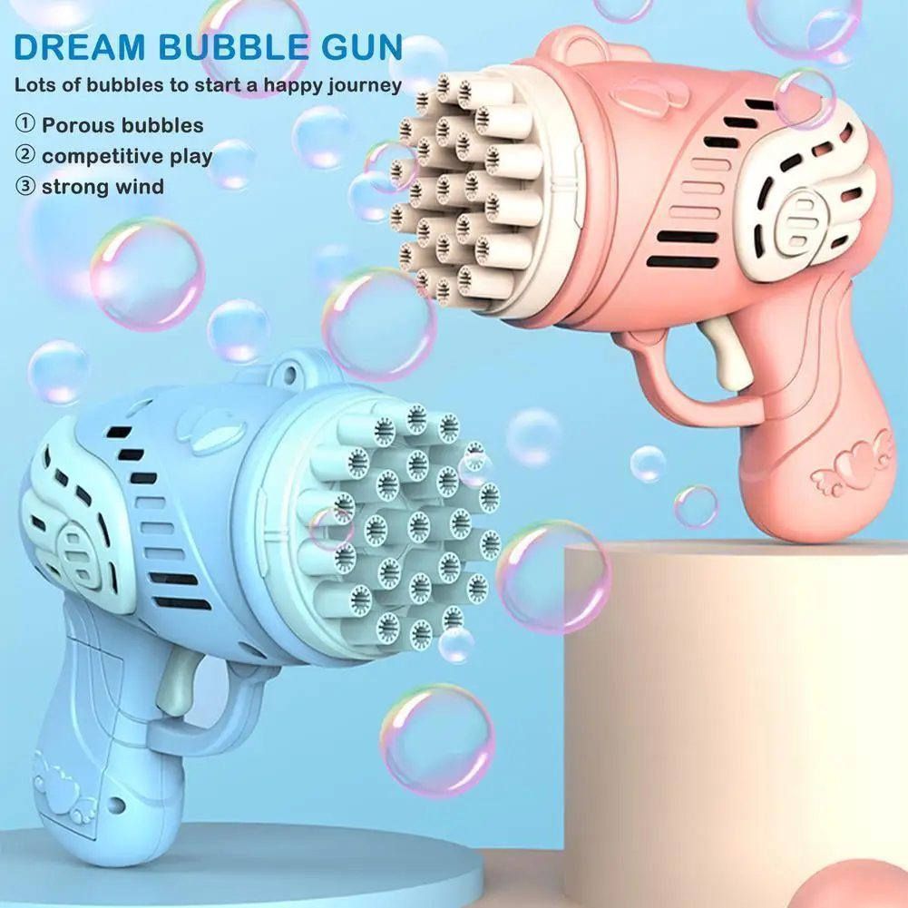 

Kids Bubble Gun 23 Hole Electric Gatling Bubble Machine Blows Bubbles Fan Automatically Children Summer Multi-function Toys P1n4