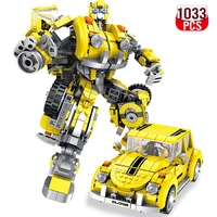 Gift For Children Boys Technical Ideas Deformed Car Robot Building Blocks Famous Car Mecha Bricks Assembly Toys Holiday