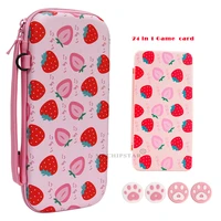 dropshipping strawberry portable eva storage bag cover and 24 in 1 magnetic game card case for nintendo switch oled