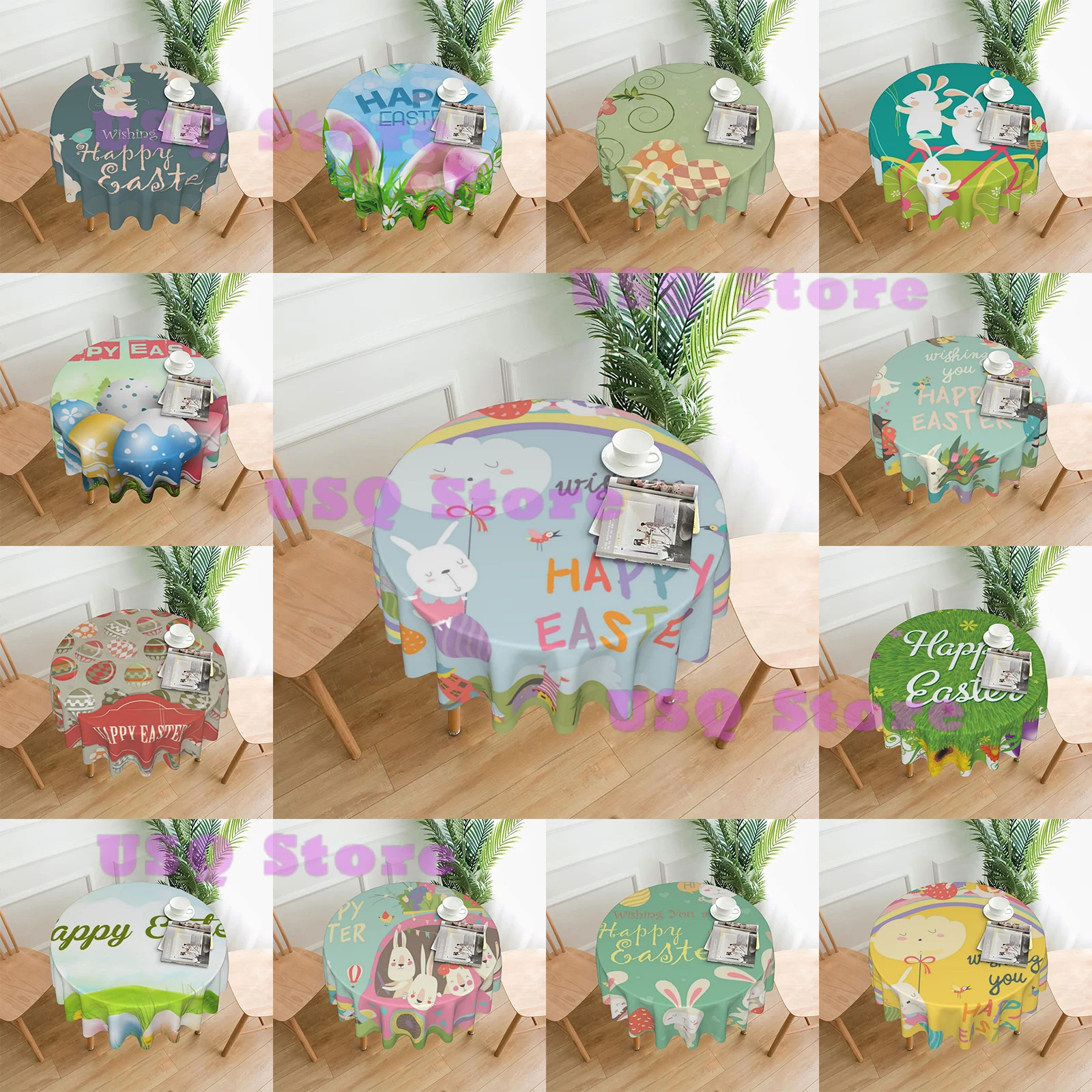 

Весенняя Пасхальная скатерть, круглый стол в виде кролика, фермерские чайные Цветочные скатерти, декоративные для праздника, дома вечерние ...