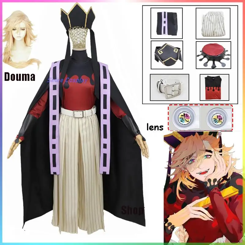 

Douma Cosplay Costume Wig Anime Demon Slayers Douma Cosplay Costume Kimetsu no Yaiba Clothes Cloak Hat Wig Halloween Suit Lenses