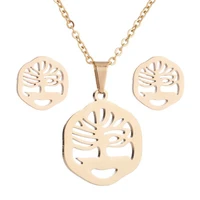 toocnipa stainless steel earrings necklace set simple sand painting tree jewelry set for women collar earrings jewelry wholesale