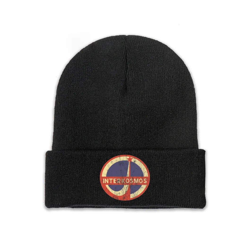 

Interkosmos Russian Space Program Logo CCCP Knitting Knitted Hat Beanie Caps Skullies Beanies Ski Cap Bonnet Hats Winter Warm